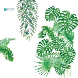 Dr BEI Tropical Plant Leaves สติกเกอร์ติดผนัง รูปลอก เนอสเซอรี่ ห้องนั่งเล่น ตกแต่งพื้นหลังทีวี