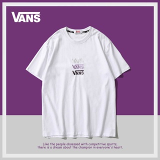 Vans Vance เสื้อยืดแขนสั้น คอกลม ผ้าฝ้าย พิมพ์ลาย ทรงหลวม แฟชั่นฤดูร้อน สําหรับผู้ชาย และผู้หญิง