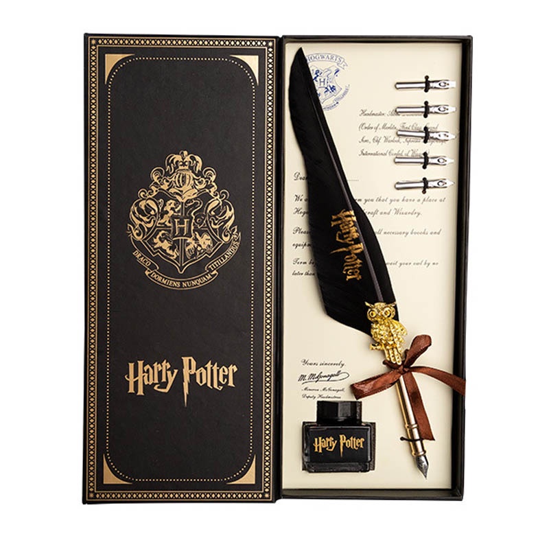 ชุดปากกาจุ่มหมึกหัวขนนก-สไตล์วินเทจ-สําหรับเขียนพู่กัน-แฮร์รี่พอตเตอร์-วันเกิด