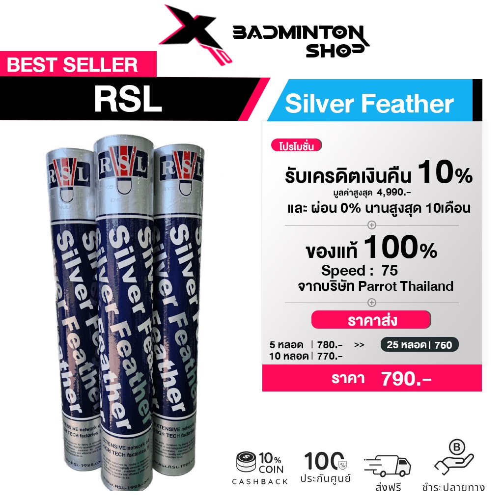 RSL ลูกแบดมินตัน รุ่น Silver Speed สปีด 75 ระดับแข่งขัน ของแท้จากนกแก้ว ...
