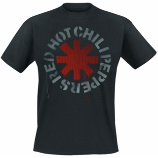 men t shirt Red Hot Chili Peppers Stencil Asterisk Official Licensed Black Mens Tee