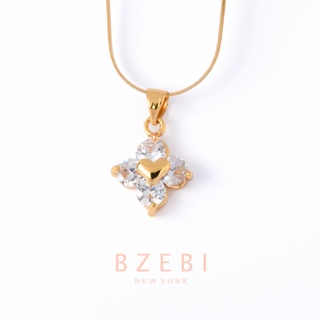 BZEBI สร้อยคอแฟชั่น จี้รูปหัวใจ โซ่ necklace สไตล์เกาหลี ทอง ผู้หญิง คนรัก เพชร ไม่ลอกไม่ดํา สําหรับผู้หญิง 361n