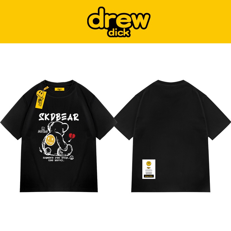 เสื้อยืดแขนสั้น-แขนห้าส่วน-ผ้าฝ้าย-ทรงหลวม-ลาย-drew-dick-smiley-bear-แฟชั่นฤดูร้อน-สําหรับผู้ชาย-01