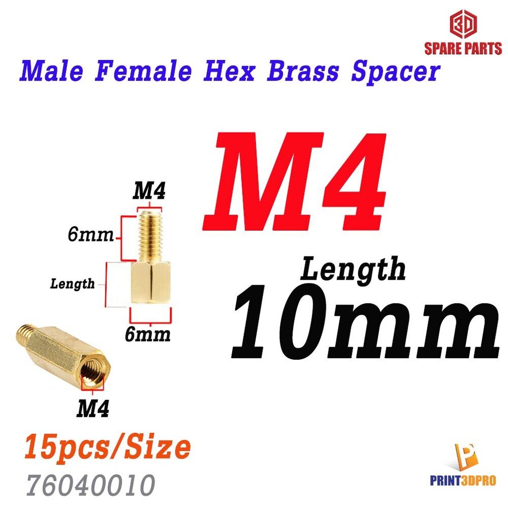 Uxcell M4x10mm Brass Hex Standoff Spacers - 25pcs Female Threaded Pillars