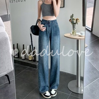 DaDulove💕 New Korean Version of Ins Washed Retro Jeans 2023 Spring and Summer High Waist Womens Wide Leg Pants