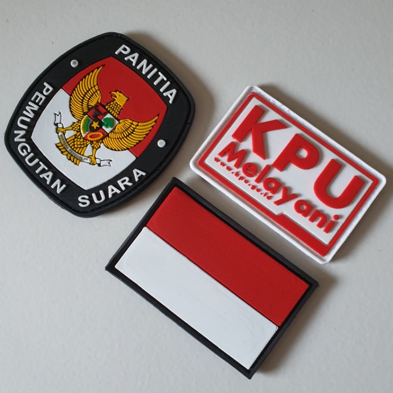 แผ่นปะยาง-ลายโลโก้-polling-committee-pps-kpu-serving-indonesian-flag-election-election-election-แผ่นปะยางเวลโคร