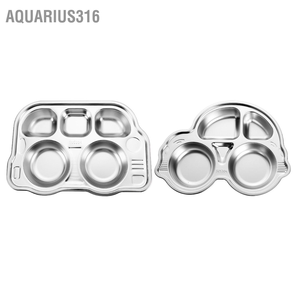 aquarius316-ถาดแบ่งอาหารสแตนเลสเกรดการ์ตูน-drop-proof-fun-shape-ถาดอาหารเย็นแบบแบ่งสำหรับโรงเรียนอนุบาล