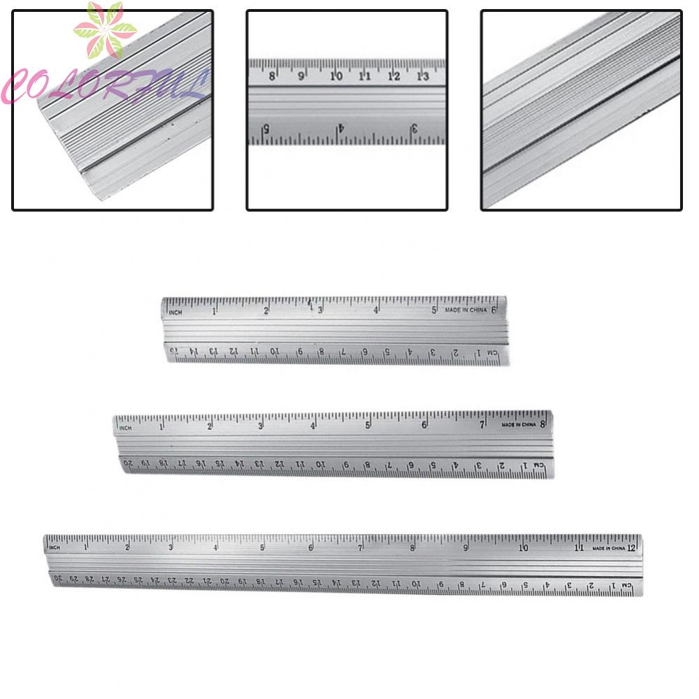 colorful-ruler-straight-ruler-aluminum-alloy-dual-scale-silver-dual-scale-ruler