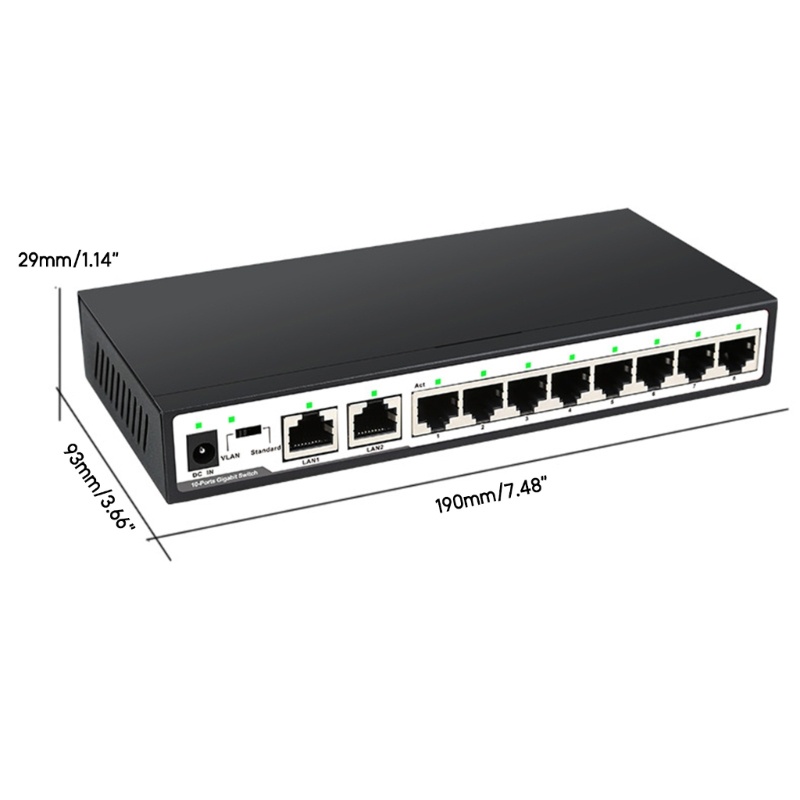 ann-สวิตช์เครือข่าย-10-พอร์ต-1000m-gigabit-พร้อมฟังก์ชั่นแยก-vlan-8-2-uplinks-rj45-กล่องแยกอีเธอร์เน็ต