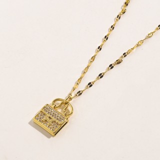เครื่องประดับ สร้อยคอโซ่ไทเทเนียม จี้โลโก้ตัวอักษร Hermes หรูหรา สําหรับผู้ชาย และผู้หญิง