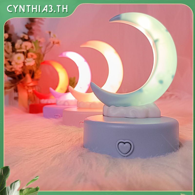 เสี้ยวดวงจันทร์ไฟกลางคืนที่ยอดเยี่ยมโรแมนติกดวงจันทร์โคมไฟเด็กดวงจันทร์เมฆบริษัทโกลว์ของเล่นโคมไฟตั้งโต๊ะข้างเตียง-cynthia