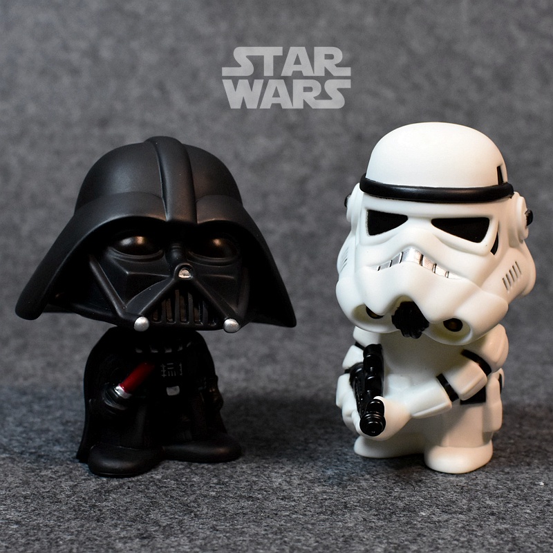 โมเดลฟิกเกอร์-อนิเมะ-star-wars-kawaii-action-figure-darth-vader-yoda-ของเล่นสําหรับเด็ก