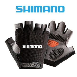 Shimano ถุงมือกีฬาผู้ชาย ขี่จักรยานกลางแจ้ง ตกปลา ปีนเขา ป้องกันการลื่นไถล ฟิตเนส ครึ่งนิ้ว ทนต่อการสึกหรอ ถุงมือตกปลา กันกระแทก แบบบาง