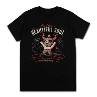 เสื้อยืดผ้าฝ้ายพิมพ์ลาย เสื้อยืดแขนสั้น ผ้าฝ้าย พิมพ์ลายกราฟฟิค Satan Demon Ghost เข้ากับทุกการแต่งกาย สไตล์คลาสสิก_01