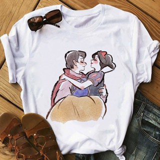 Femme Harajuku Shirt T-shirts Summer Fashion Frozen White Snow Princess Print Anime White T Shirt Women Clothes Fun_01