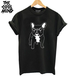 นุ่มสบายCOOLMIND DO0105B cotton french bulldog print t shirt cal dog print t-shirt for summer tshirt tops all size _01