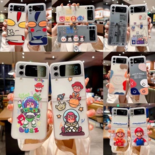 เคสโทรศัพท์มือถือแบบแข็ง ใส กันกระแทก ลายการ์ตูนหมีมาริโอ้น่ารัก สําหรับ Samsung Galaxy Z Flip 4 5G Z Flip 3