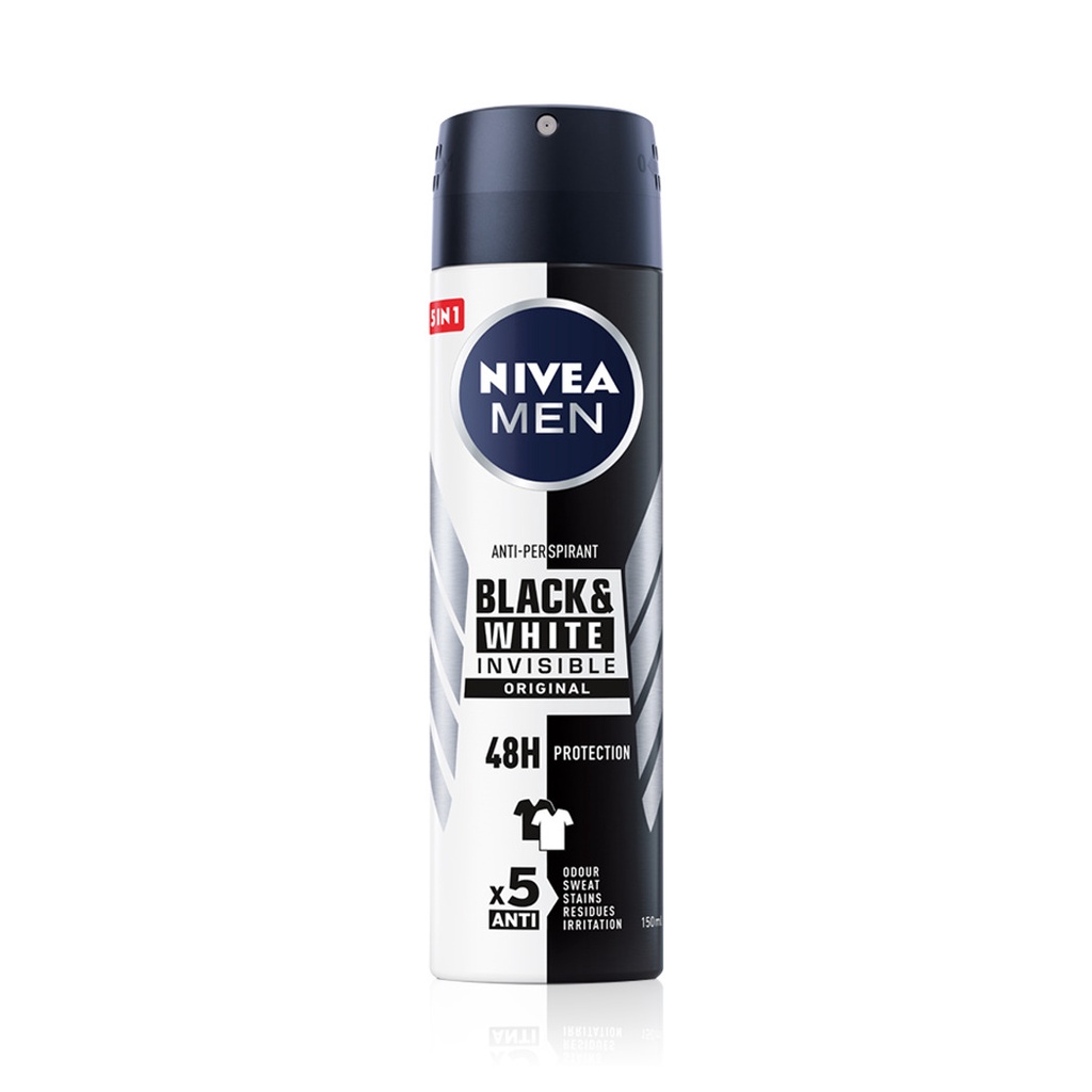 nivea-deo-invisible-for-black-white-clear-spray-150ml-นีเวีย-ดีโอ-อินวิซิเบิ้ล-แบล็ค-แอนด์-ไวท์-สเปรย์ระงับกลิ่นกาย