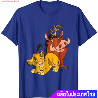 เสื้ เสื้อยืดลำลอง Disney The Lion King Young Simba Timon And Pumbaa T-Shirt Mens Womens T-shirtsS-5XL _05