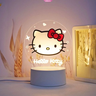 SANRIO โคมไฟตั้งโต๊ะ LED ลายการ์ตูน Hello Kitty Melody Kuromi Cinnamoroll น่ารัก โรแมนติก ของขวัญวันเกิด ของเล่นสําหรับเด็ก