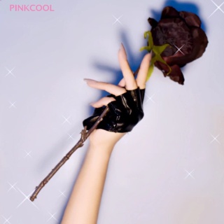 Pinkcool ถุงมือหนัง Pu ไร้นิ้ว สไตล์พังก์ร็อค โลลิต้า ฮาราจูกุ สําหรับเวที ปาร์ตี้ ขายดี