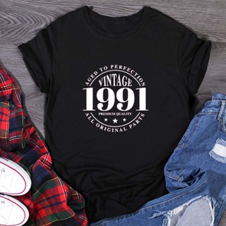 №❁30th Birthday VINTAGE 1991 Limited Edition Hipster Tee Shirt Women Short Sleeve Causal Tops O-neck_03