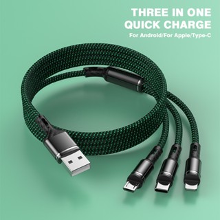 3 in 1 สายชาร์จ Micro USB Type-C Charging Cable สำหรับ Android  USB บบหลายหัวสายชาร์จ สายถัก