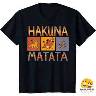 Disney เสื้อยืดแฟชั่น ลาย The Lion King Hakuna Matata สีพื้น สําหรับเด็กผู้ชาย ผู้หญิง_05