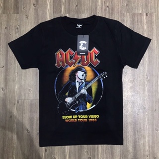 2023เสื้อยืดผ้าฝ้าย เสื้อเชิ้ต Acdc World Tour Music Band 1988