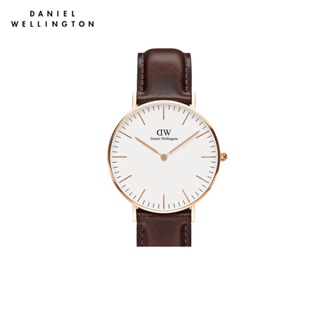 (ทักแชทรับโค้ด) Daniel Wellington นาฬิกาข้อมือ Classic Bristol RG White  36มม สีน้ำตาลเข้ม