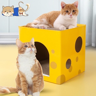 COD😸 กล่องลับเล็บชีส ลับเล็บได้ 2 ชั้น ที่ข่วนเล็บแมว  ของเล่นแมว