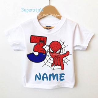 2 3 4 5 6 7 8 9 Year Boys Birthday Marvel Spiderman Shirts Personalize Name Birthday Boy T-shirt Super Hero Birthda_08
