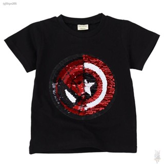 เตรียมจัดส่ง☃◈✠ชายฤดูร้อนแขนสั้นเสื้อยืด Spiderman เปลี่ยนสีเลื่อมครึ่งแขนเด็ก superman เสื้อผ้า Ultraman flip 3S-5_05