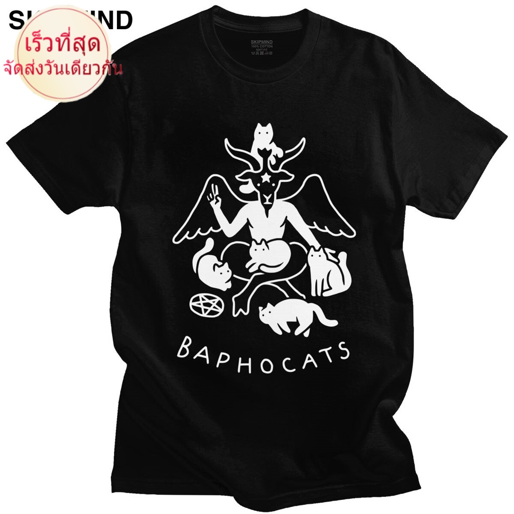 เสื้อยืดคอกลม-แขนสั้น-ผ้าฝ้าย-แบบนิ่ม-พิมพ์ลายกราฟฟิค-satan-demon-occult-goat-ui321t45828-01