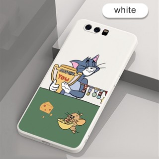 สําหรับ Huawei P10 Plus P20 Pro Lite การ์ตูนน่ารัก Tom and Jerry แมวเมาส์ รูปแบบน่ารัก นิ่ม สี่เหลี่ยม ซิลิโคนเหลว เคสป้องกันกล้อง แบบเต็มรูปแบบ เคสกันกระแทก