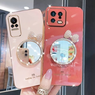 New Casing เคส Xiaomi 13 Pro 13 Lite POCO X5 Pro 5G 2023 Phone Case with Makeup Mirror and Pearl Butterfly Bow Soft Case Back Cover เคสโทรศัพท