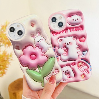 Fine Hole Casing Mi 13T Redmi 9T Note 7 6 5 Pro 4 4X Plus S2 Cartoon Wavy Edge Oval Lens Anti-fall Protection Imitation 3D Nice Bear Rabbit Flower Cute Airbag Shockproof Clear Soft Phone Case 1STB 27