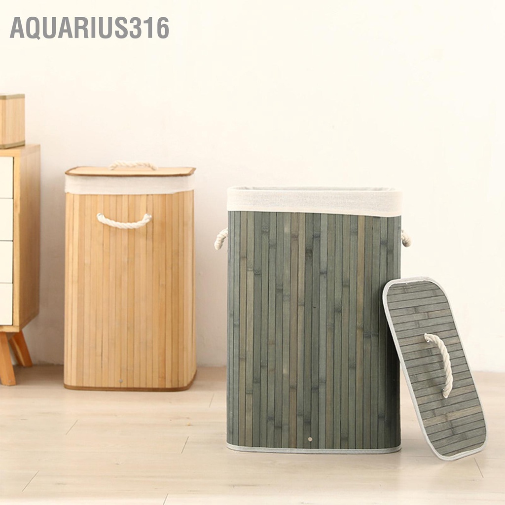 aquarius316-ตะกร้าซักผ้าพับได้ตะกร้าใส่ของชำไม้ไผ่ความจุขนาดใหญ่ถังเก็บเสื้อผ้าสกปรกสำหรับบ้าน