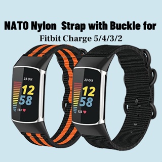 สายนาฬิกาข้อมือไนล่อนถัก ระบายอากาศ ปรับได้ เหมาะกับผู้ชาย และผู้หญิง สําหรับ Fitbit Charge 5 NATO Fitbit Charge 4 3 2 SOOAX