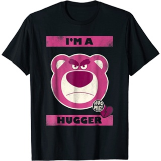 เสื้อยืดผ้าฝ้ายBear ฤดูร้อนmen bear  Disney Toy Story Hugger Lotso Bear Graphic T-Shirt เสื้อยืดแฟชั่นคอกลม สบายๆ ผ้าฝ้า