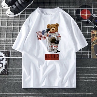 NASA TEDDY BEAR T-SHIRT WOMEN MEN 3XL BAJU LENGAN PENDEK PEREMPUAN UNISEX TEES KAIN COTTON PLUS SIZE 2XL OVERSIZE_02