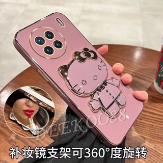 เคสโทรศัพท์มือถือนิ่ม ลาย KT น่ารัก พร้อมขาตั้งกระจก สําหรับ VIVO X90 X80 Pro Plus Pro+ 5G X90 X90Pro X90Pro