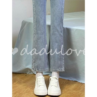 DaDulove💕 2023 New Korean Version of Ulzzang Light-colored Micro Flared Jeans High Waist Straight Pants