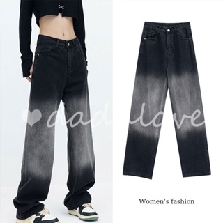 DaDulove💕 2023 New Retro Wash Gradient Straight Leg Jeans High Waist Wide Leg Pants Womens Trousers