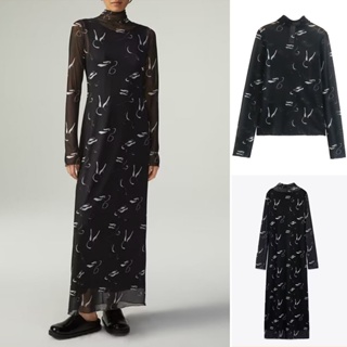 Zara Dresses 23 ชุดเดรส ผ้าไหม พิมพ์ลาย สไตล์ใหม่ ฤดูใบไม้ผลิ + เสื้อคอปก แขนยาว2712820 2712900