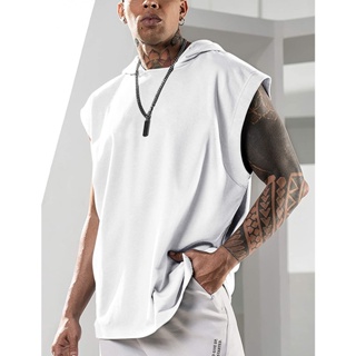 New Mens Casual Pullover Sports T-shirt Sleeveless Loose Vest Large Sports Hoodie