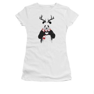 Xmas panda  Womens T-Shirt เสื้อโอเวอร์ไซ เสื้อยืดสีขาวผู้หญิง เสื้อผู้ชายเท่_01