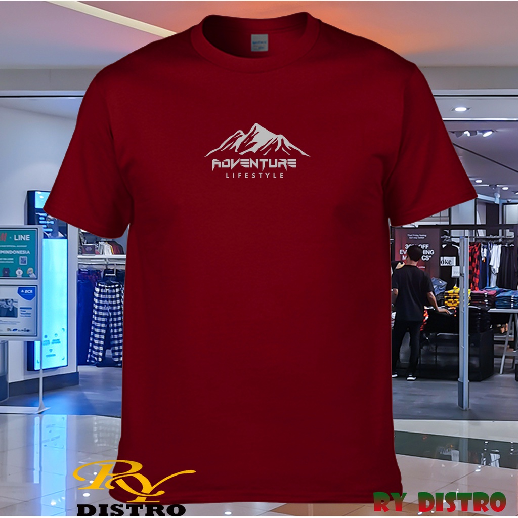 เสื้อยืดแขนสั้น-พิมพ์ลายภูเขา-adventure-lifestyle-สีเงิน-สําหรับผู้ชาย