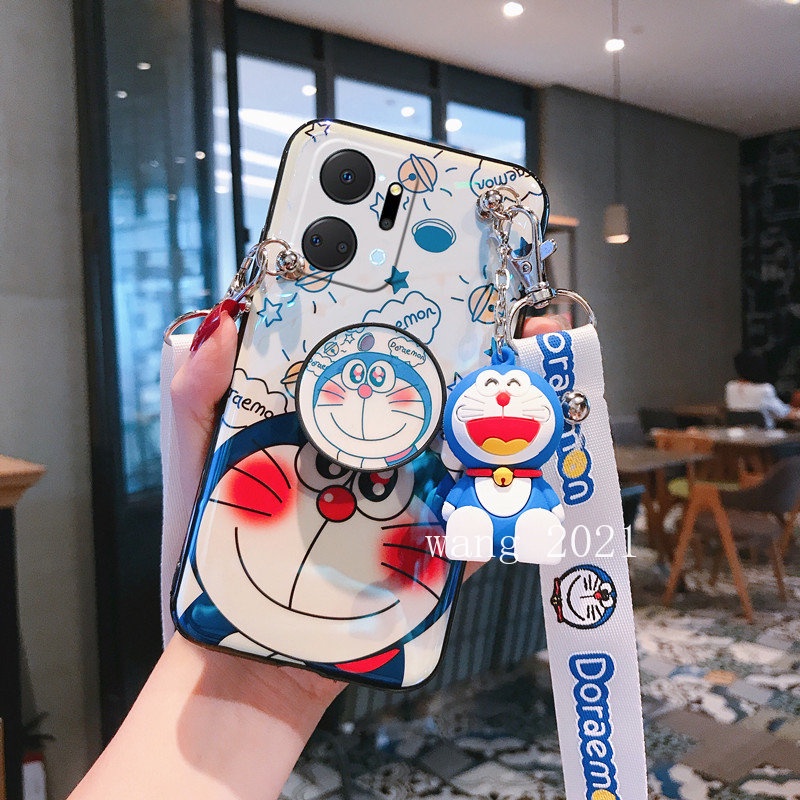 for-honor-x9a-x7a-5g-เคส-phone-case-blu-ray-cute-doraemon-cartoons-casing-with-stand-doll-lanyard-backpack-style-soft-case-เคสโทรศัพท