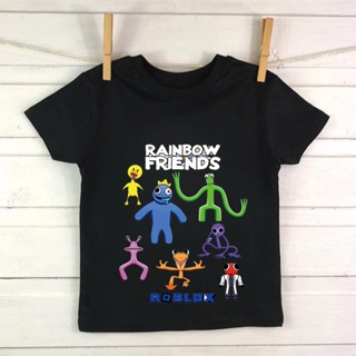 เสื้อยืดแขนสั้น พิมพ์ลายการ์ตูนเกม Rainbow Friends แฟชั่นฤดูร้อน สําหรับเด็กผู้ชาย และเด็กผู้หญิง